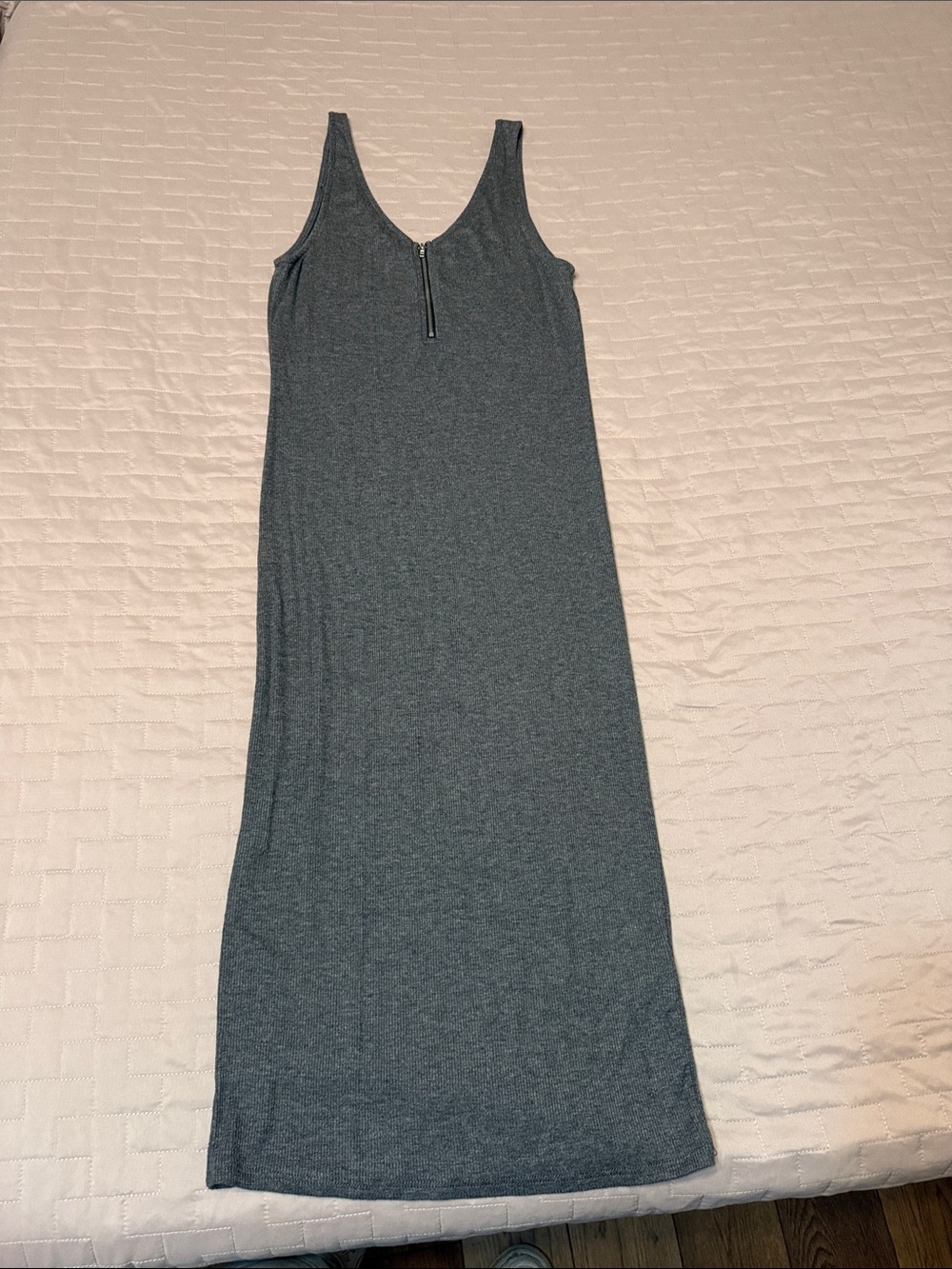 Heart Hips Charcoal Grey Tank Maxi Dress with Front Zip